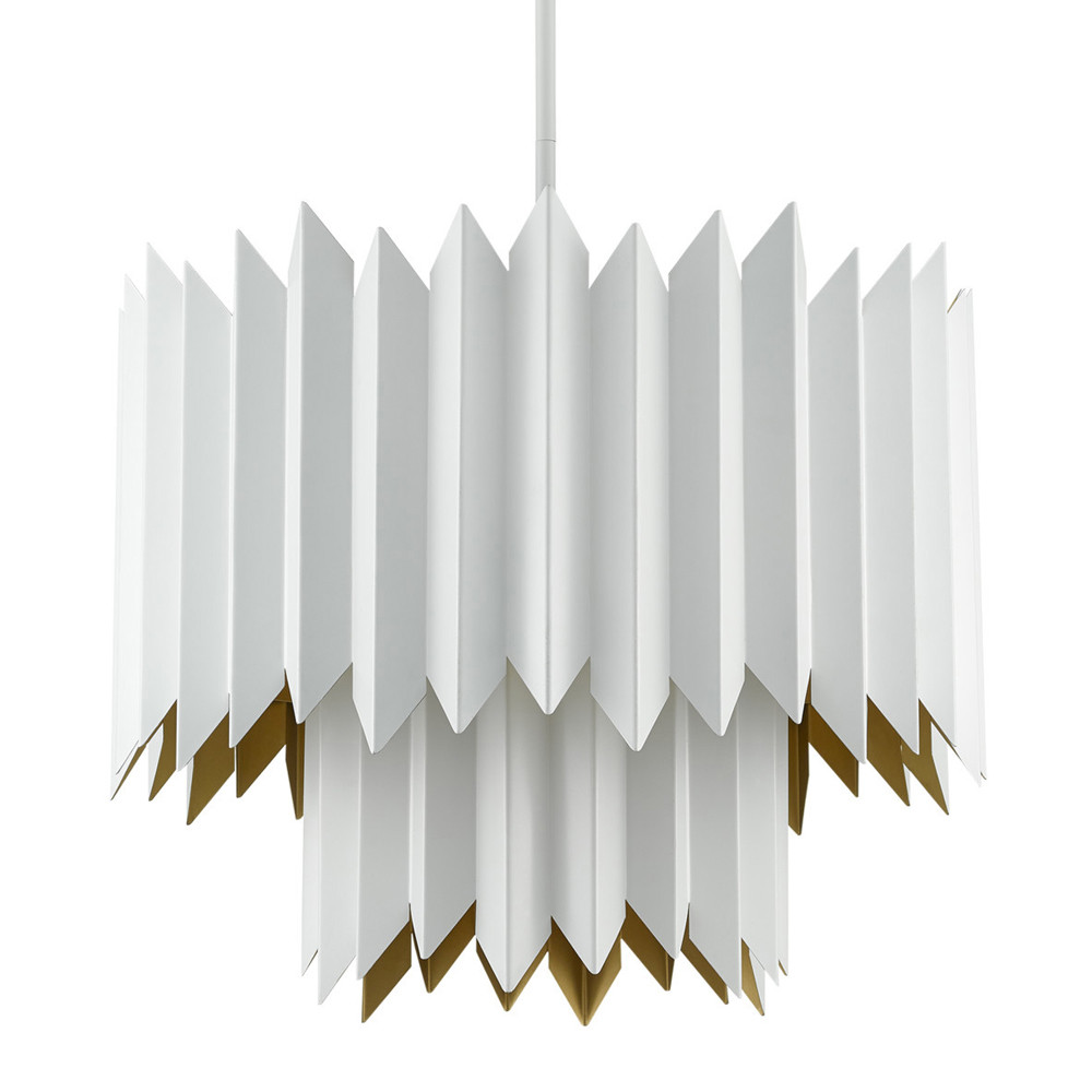 Люстра белая с гофрированным двойным абажуром Corrugated Double Lampshade