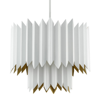 Люстра белая с гофрированным двойным абажуром Corrugated Double Lampshade