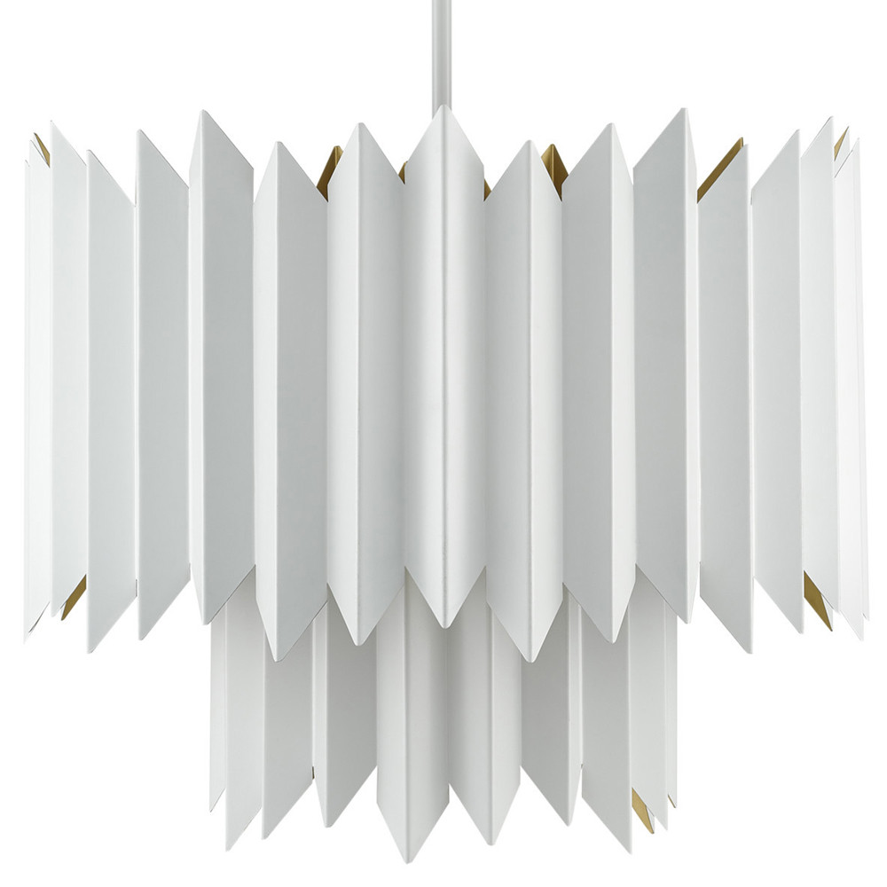 Люстра белая с гофрированным двойным абажуром Corrugated Double Lampshade