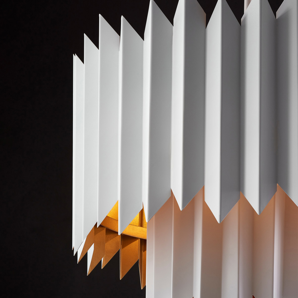 Люстра белая с гофрированным двойным абажуром Corrugated Double Lampshade