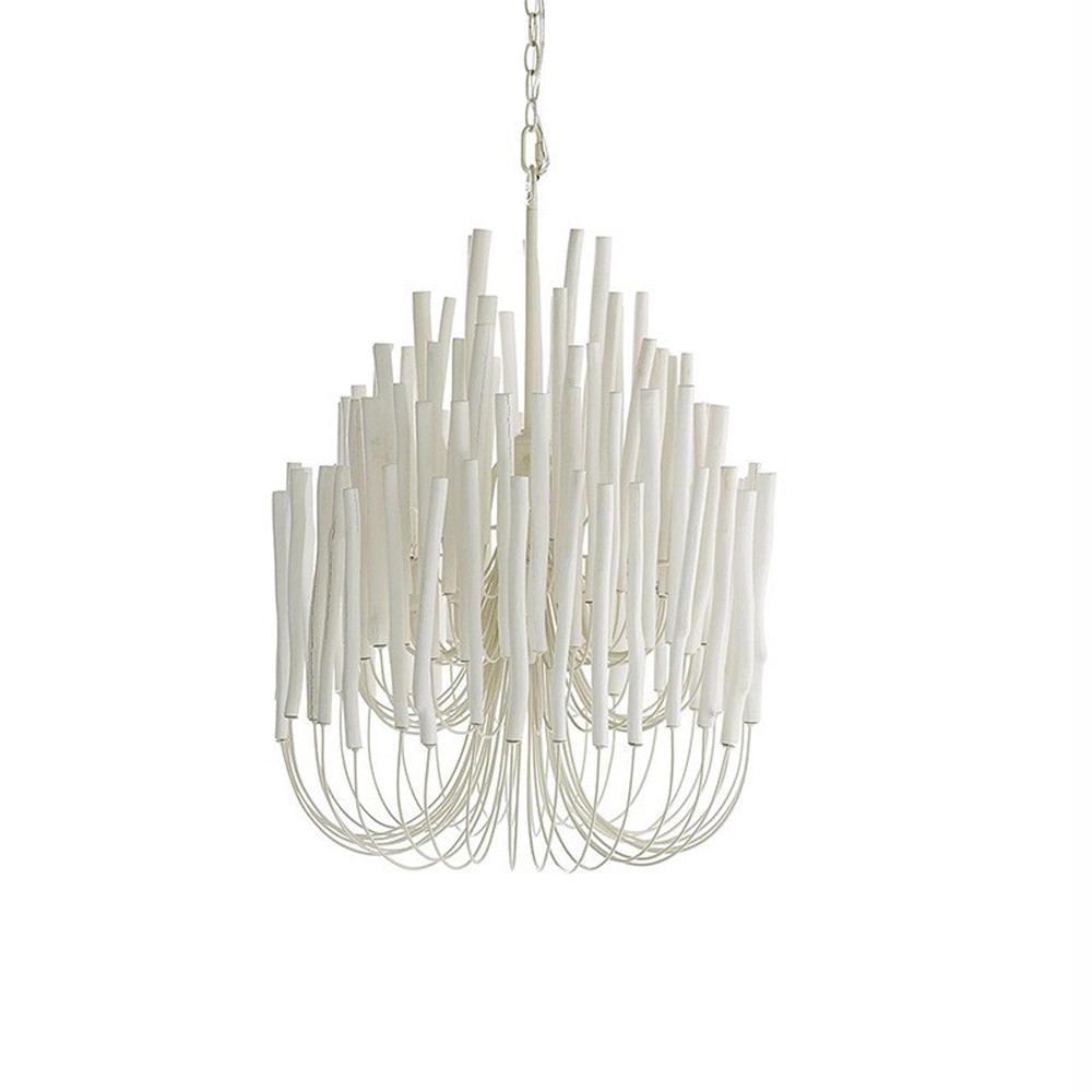 Люстра белая с несколькими ярусами деревянных палочек Bright Wooden Chandelier