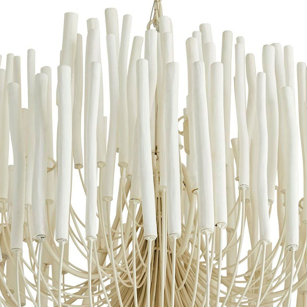 Люстра белая с несколькими ярусами деревянных палочек Bright Wooden Chandelier