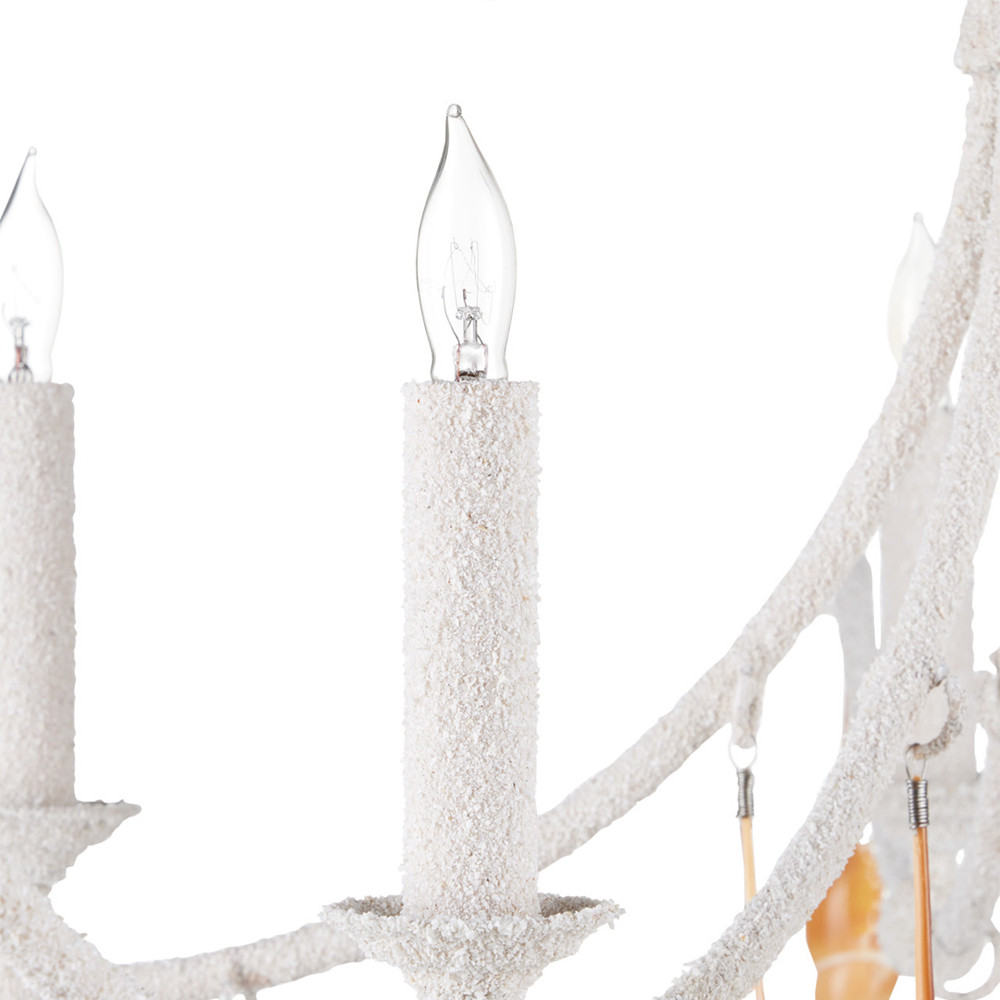 Люстра белая фактурная с подвесками из ракушек Study of Grace