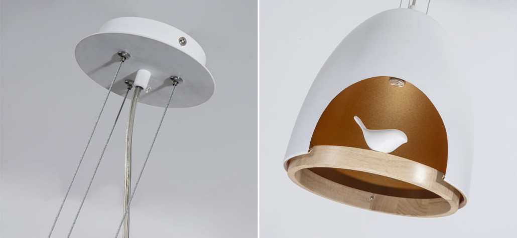 Люстра белого цвета с деревянным обручем PROVENCE BIRD