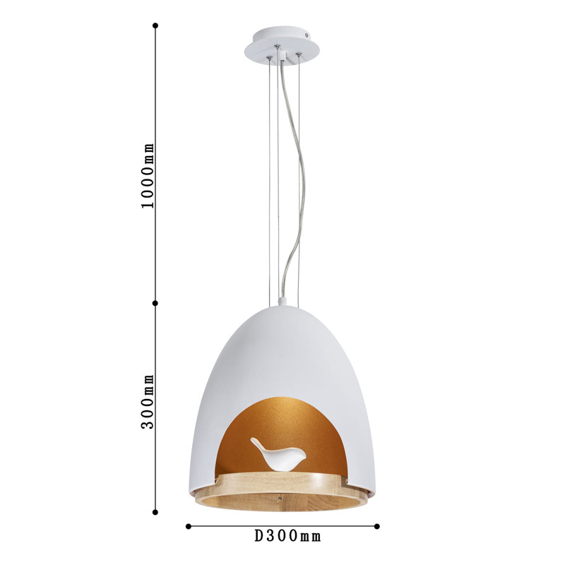 Люстра белого цвета с деревянным обручем PROVENCE BIRD