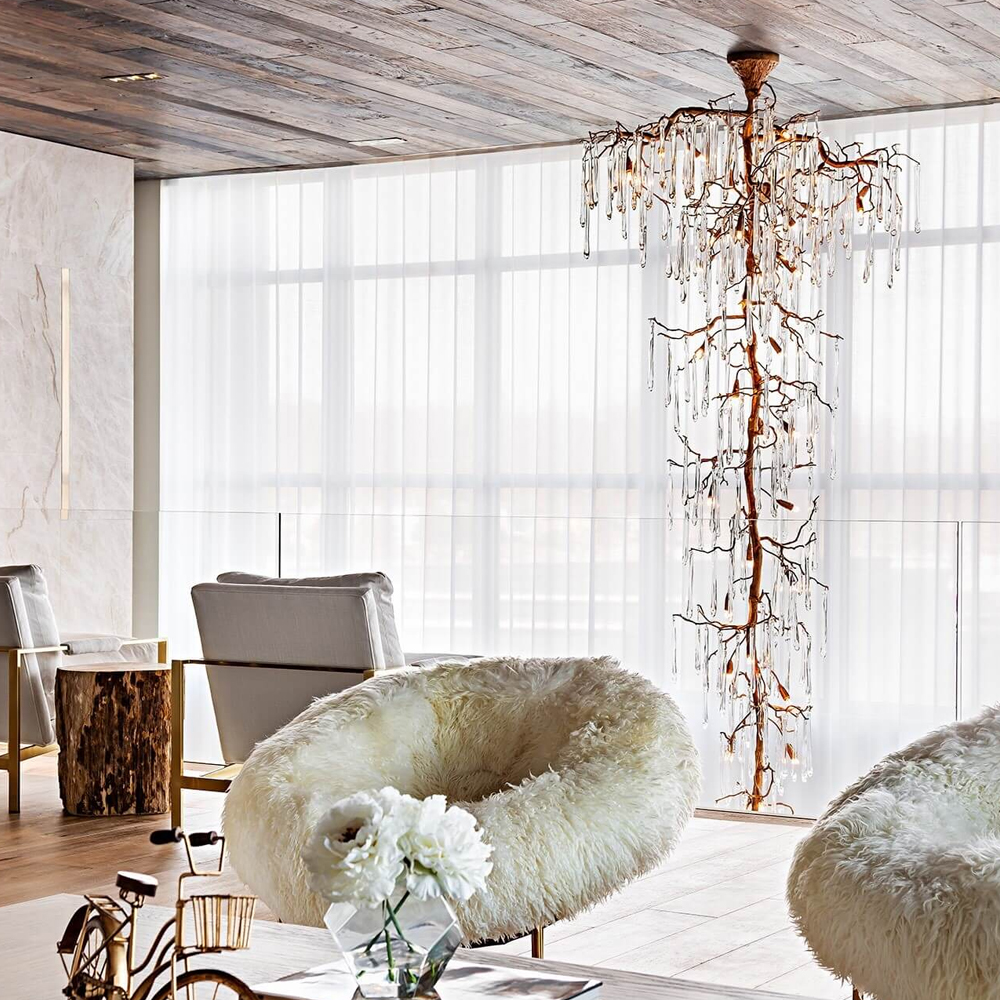 Люстра большая с прозрачными подвесками в форме капель Droplet Chandelier
