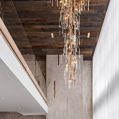 Люстра большая с прозрачными подвесками в форме капель Droplet Chandelier