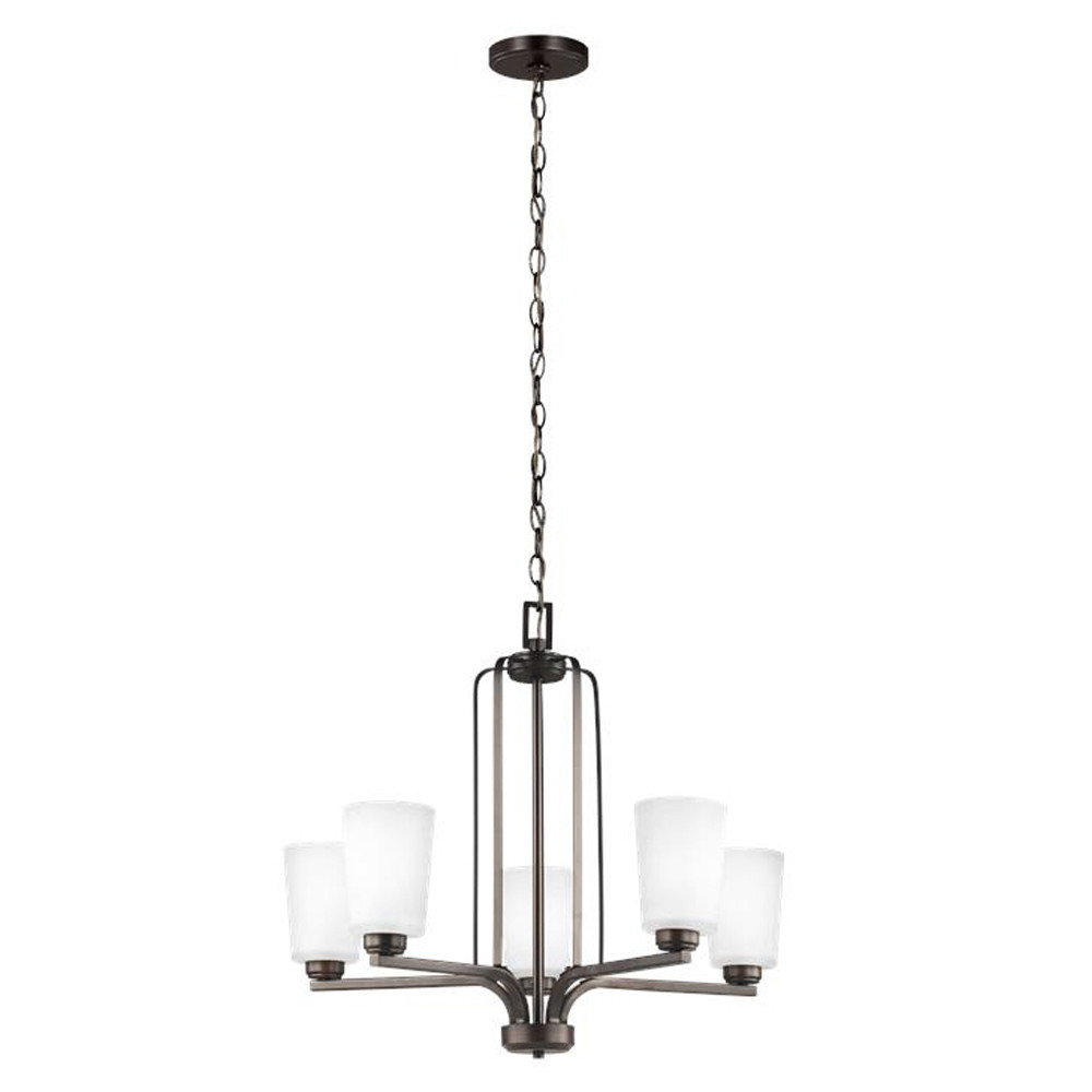Люстра бронзового цвета с 5-ю матовыми стеклянными плафонами Generation Lighting