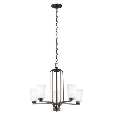 Люстра бронзового цвета с 5-ю матовыми стеклянными плафонами Generation Lighting