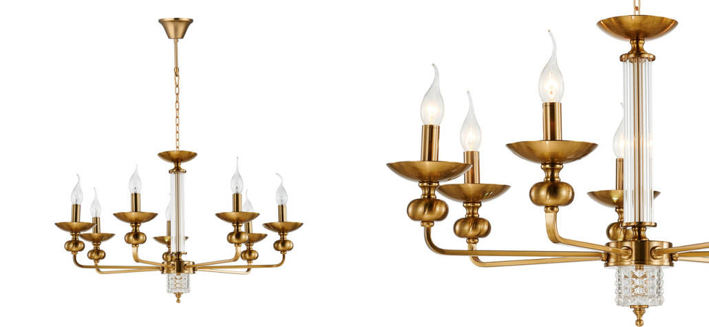 Люстра бронзового цвета со стеклянным декором Candelabrum D75 см