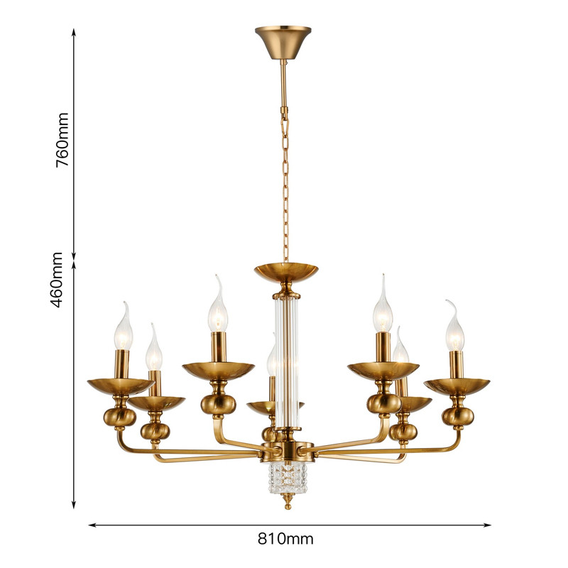 Люстра бронзового цвета со стеклянным декором Candelabrum D75 см