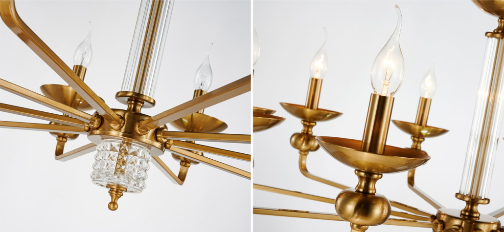 Люстра бронзового цвета со стеклянным декором Candelabrum D91 см