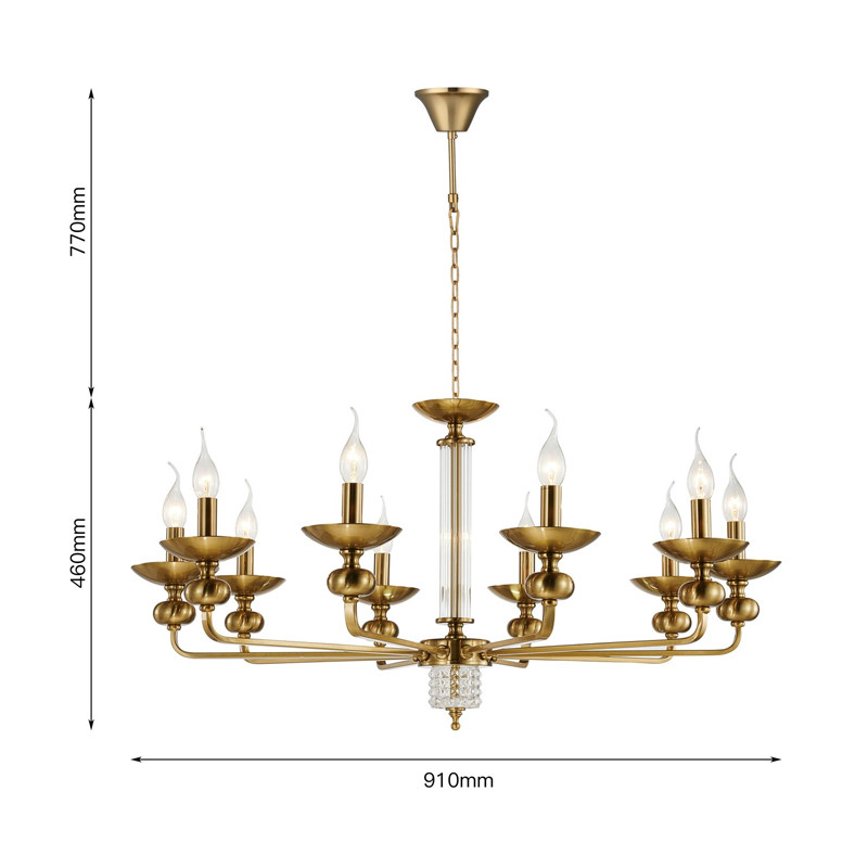 Люстра бронзового цвета со стеклянным декором Candelabrum D91 см