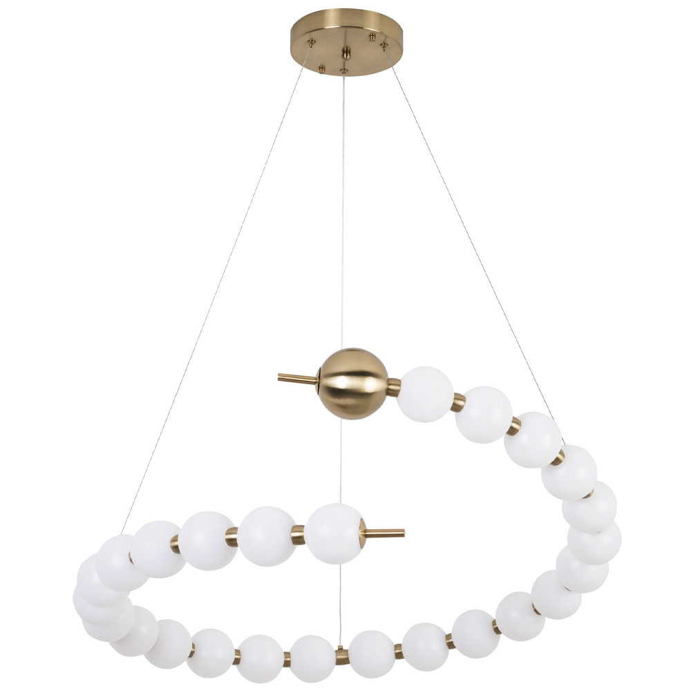 Люстра в виде спирали с сферическими акриловыми плафонами Pearls Suspension Brass Spiral Chandelier
