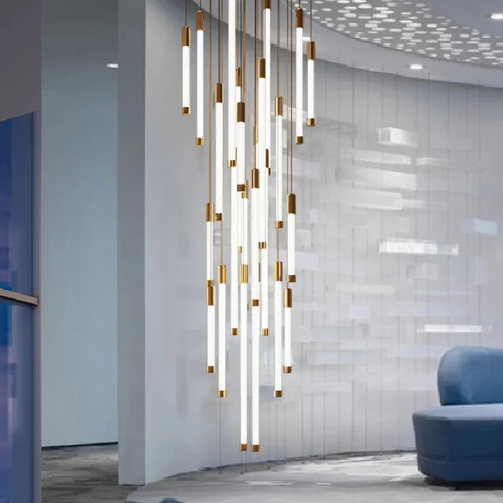 Люстра в современном стиле с 30-ю каскадными светодиодными лампами Golden LED Rain