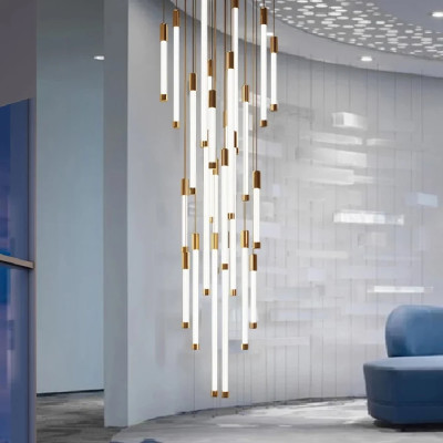 Люстра в современном стиле с 30-ю каскадными светодиодными лампами Golden LED Rain