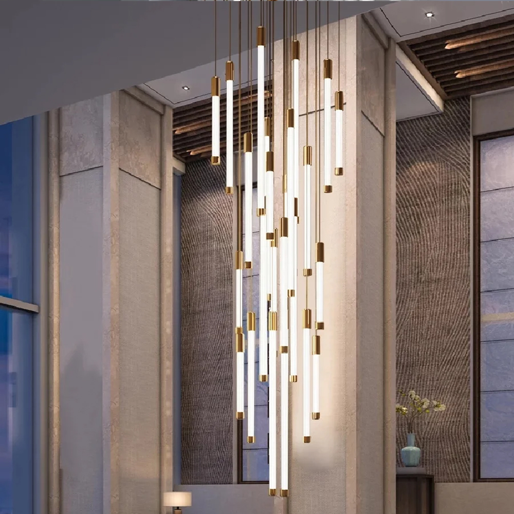 Люстра в современном стиле с 30-ю каскадными светодиодными лампами Golden LED Rain