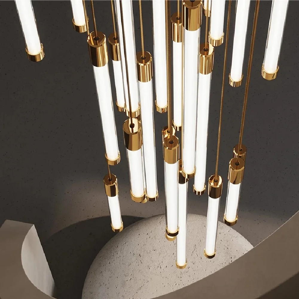 Люстра в современном стиле с 30-ю каскадными светодиодными лампами Golden LED Rain