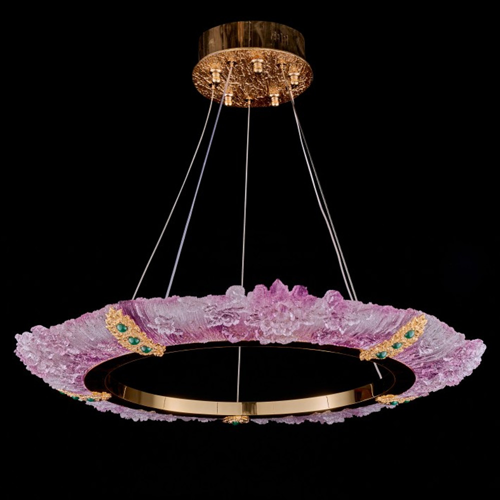 Люстра в форме кольца розовая Warm Pink Light