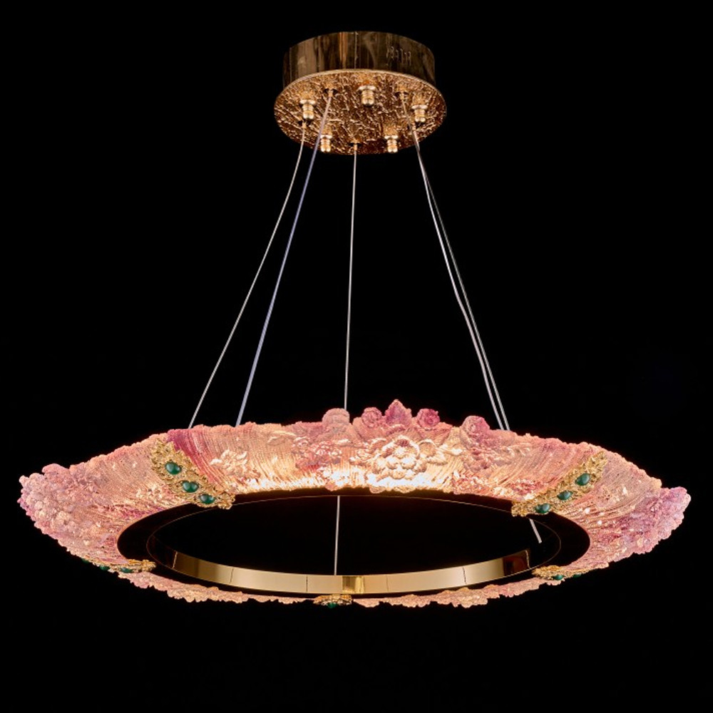 Люстра в форме кольца розовая Warm Pink Light