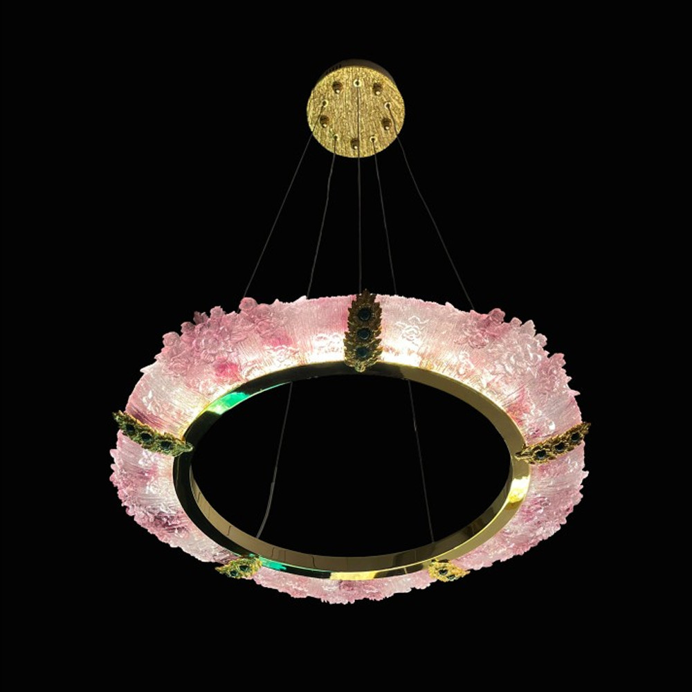 Люстра в форме кольца розовая Warm Pink Light