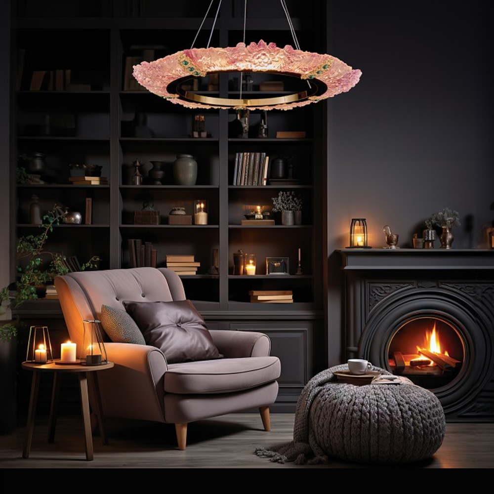 Люстра в форме кольца розовая Warm Pink Light