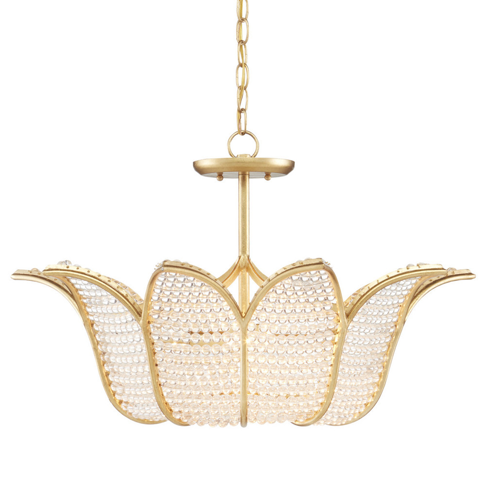 Люстра в форме тюльпана с лепестками из прозрачных стеклянных бусин Hanging Flowers