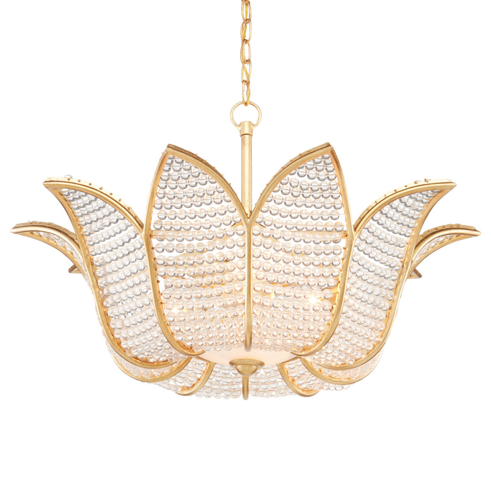 Люстра в форме тюльпана с лепестками из прозрачных стеклянных бусин Hanging Flowers