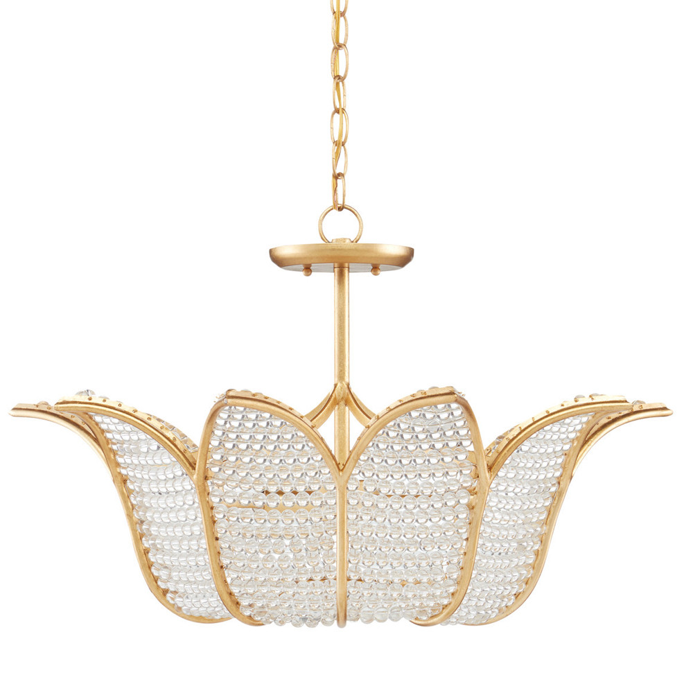 Люстра в форме тюльпана с лепестками из прозрачных стеклянных бусин Hanging Flowers