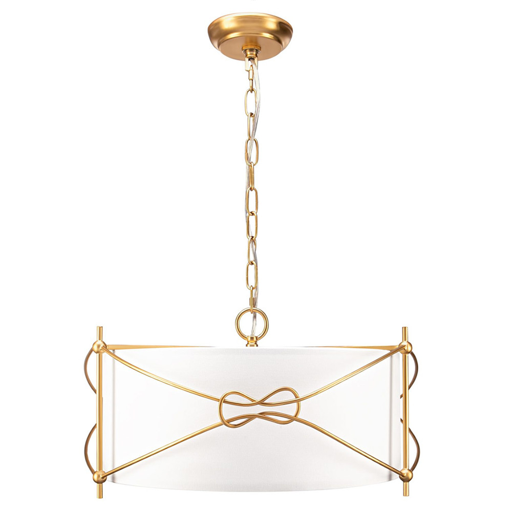 Люстра в форме цилиндра с белым тканевым абажуром Simple Knot