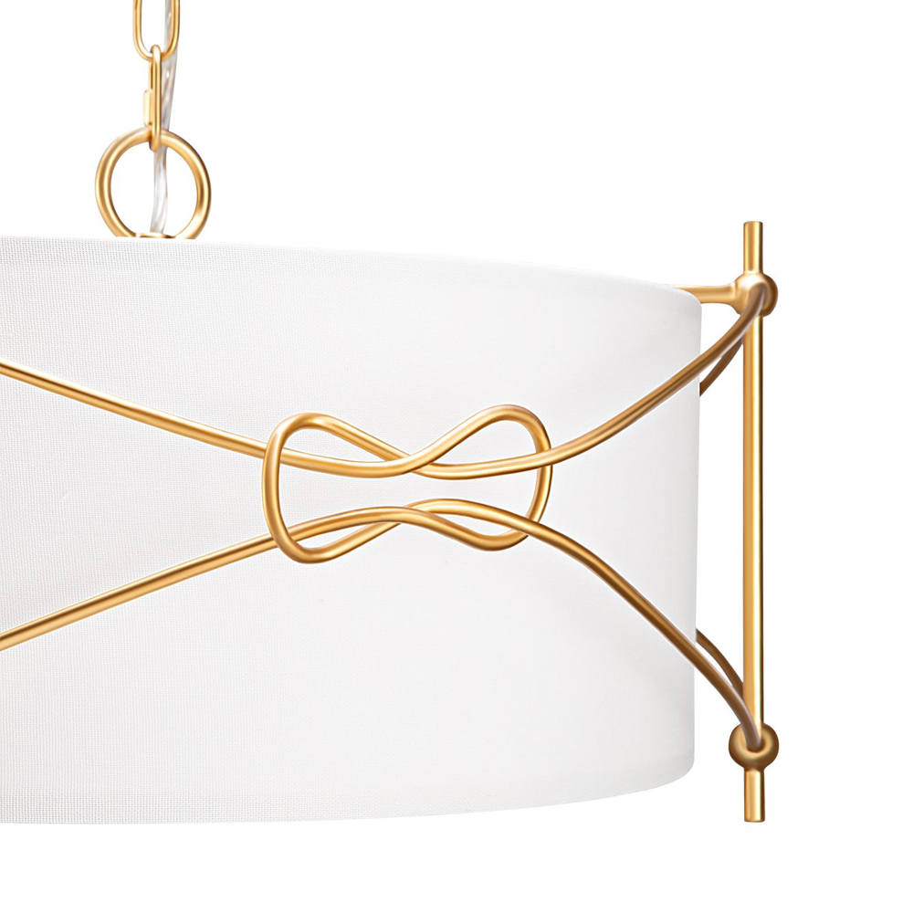 Люстра в форме цилиндра с белым тканевым абажуром Simple Knot