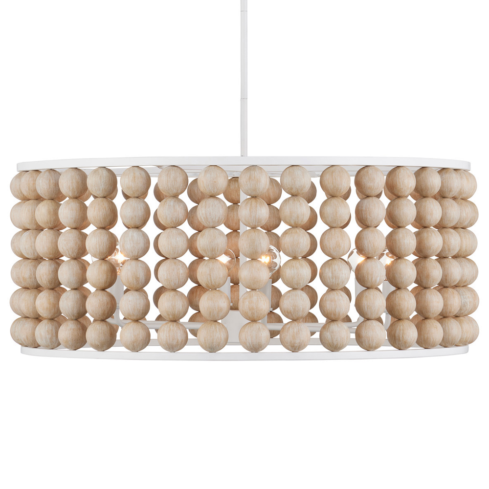 Люстра в форме цилиндра с вставками из деревянных бусин Wooden Beads