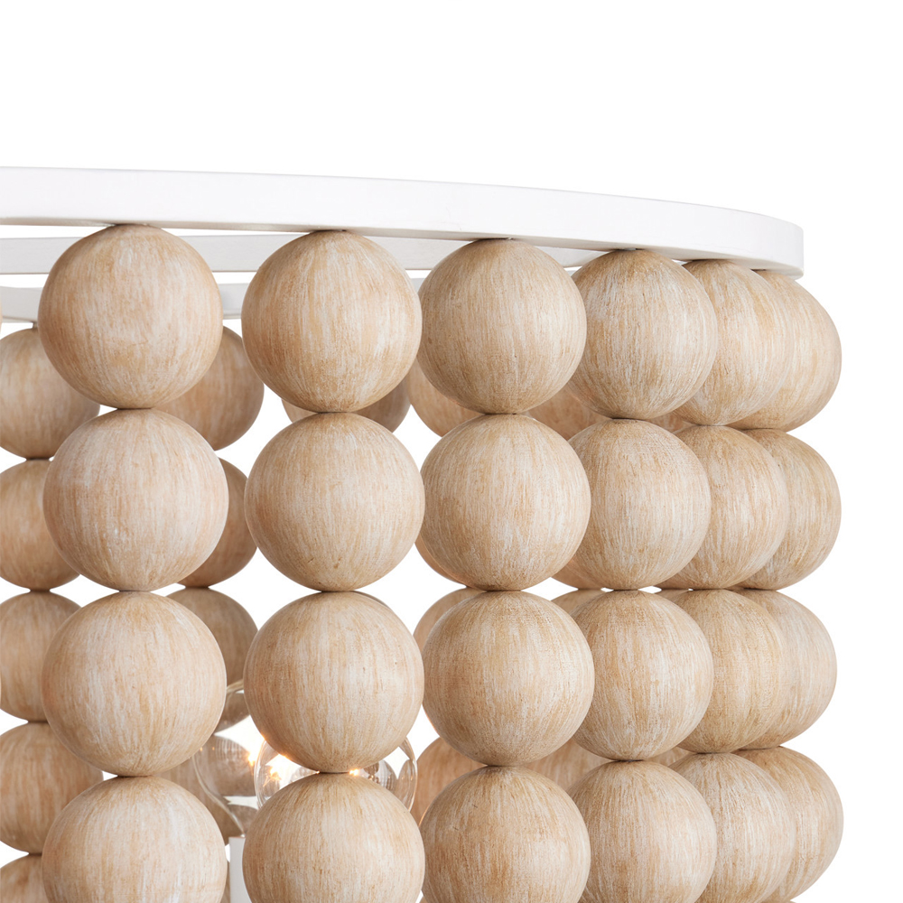 Люстра в форме цилиндра с вставками из деревянных бусин Wooden Beads