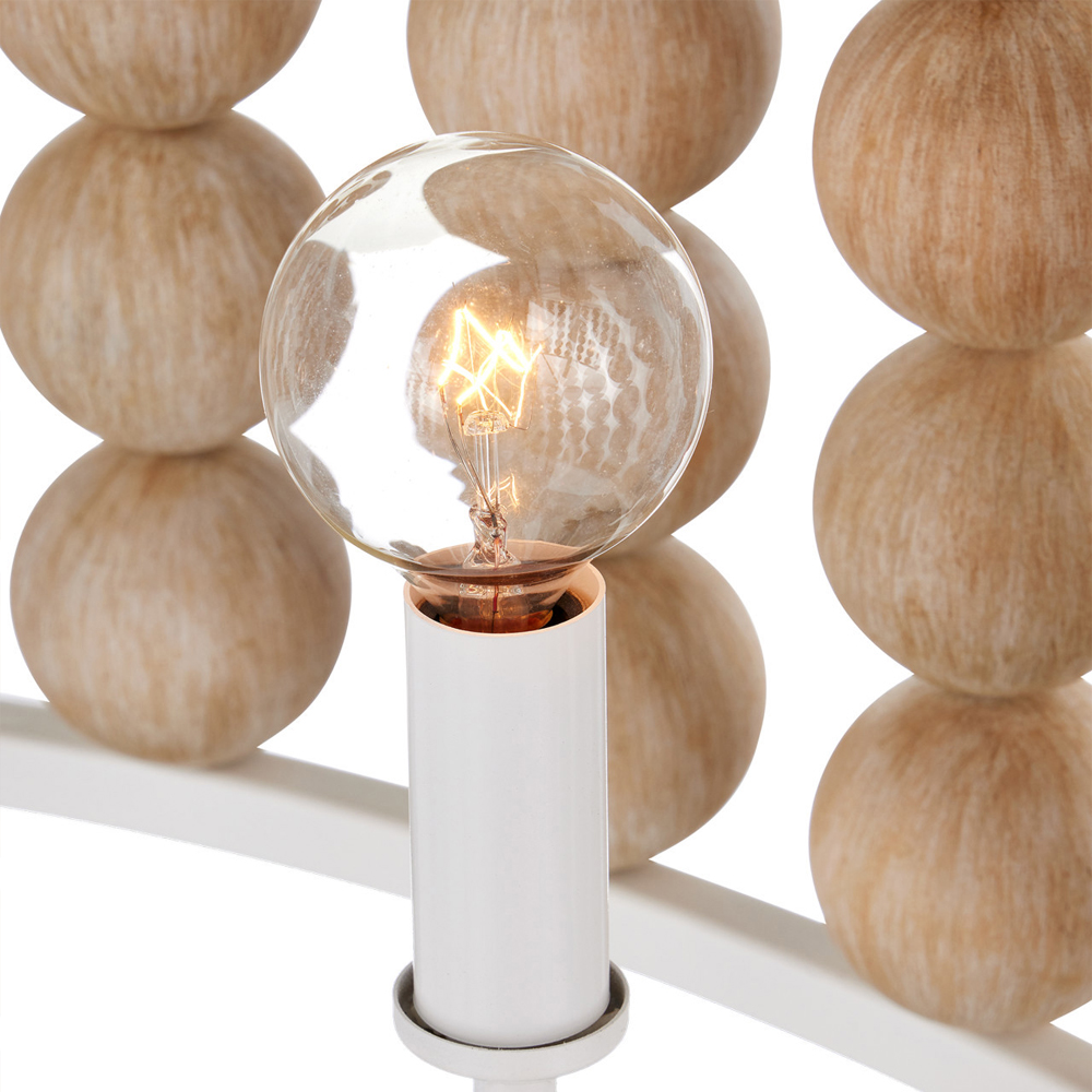 Люстра в форме цилиндра с вставками из деревянных бусин Wooden Beads