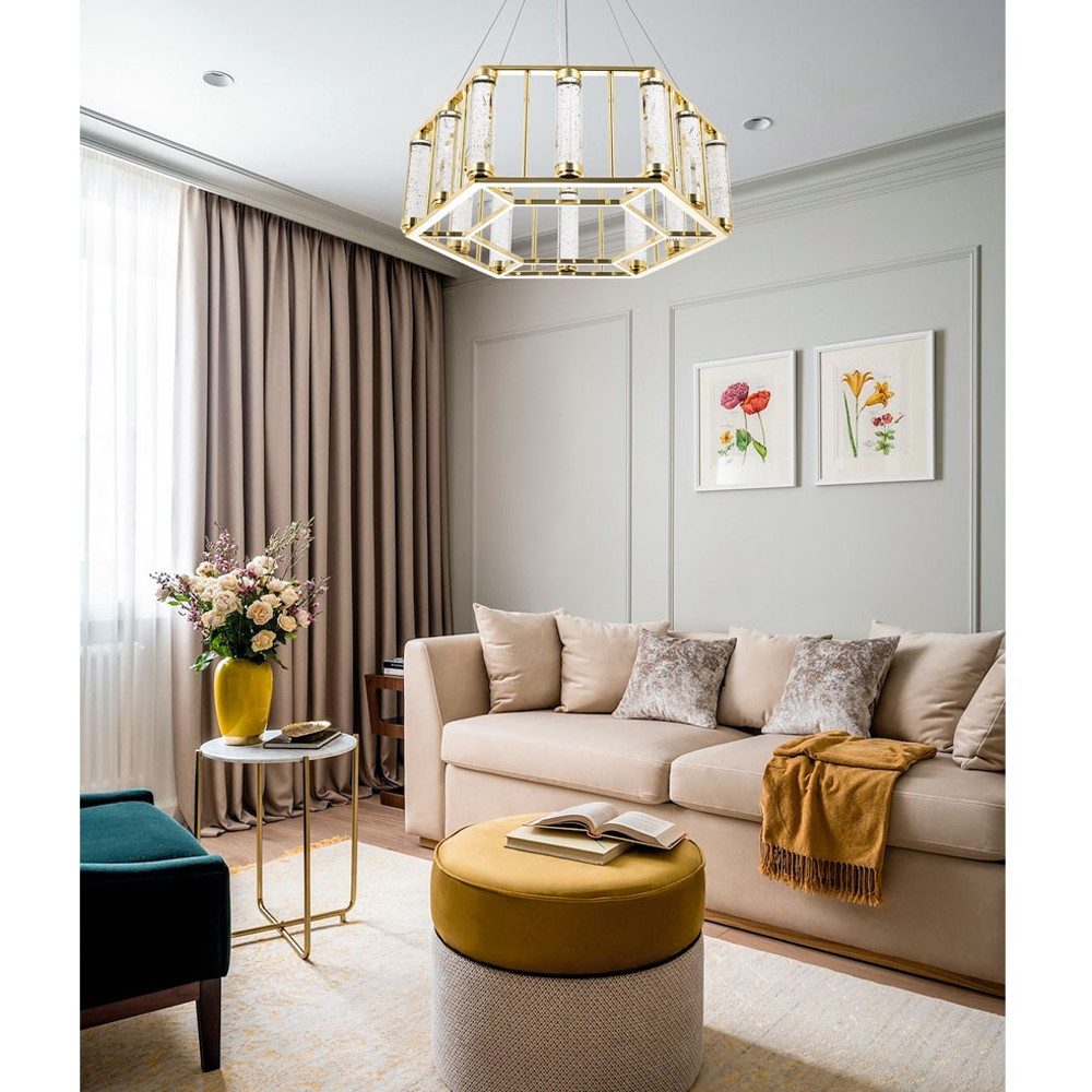 Люстра в форме шестиугольника с хрустальным декором Agace Crystal Chandelier