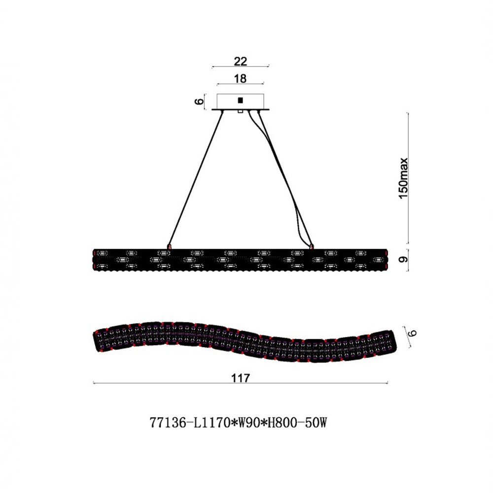 Люстра волнистой формы с текстурной огранкой Reflection of Reality