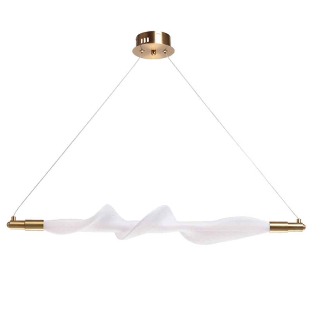 Люстра горизонтальная с волнистым белым плафоном Golden Swirl