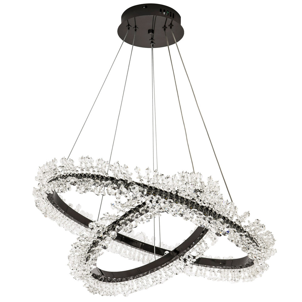 Люстра два кольца с хрустальным декором Rowan Crystal Ring Horizontal Black Chandelier