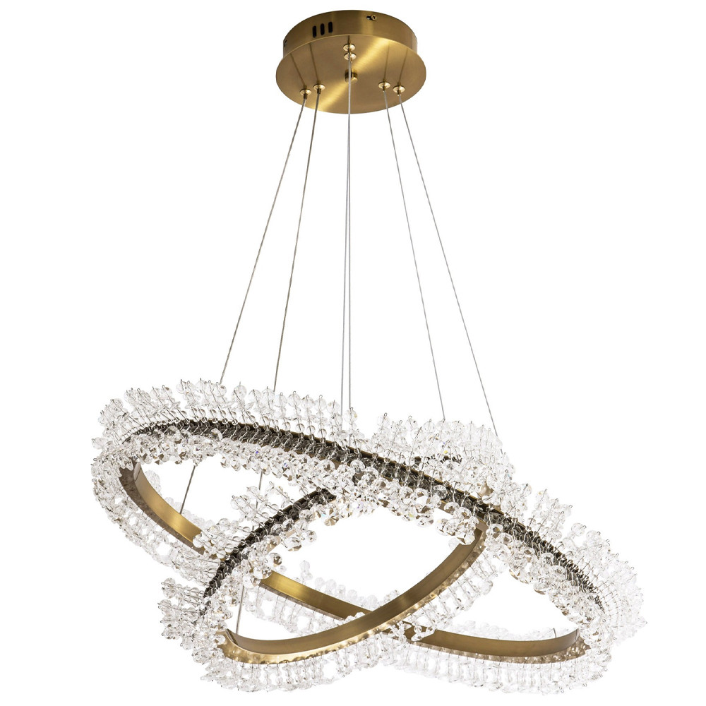Люстра два кольца с хрустальным декором Rowan Crystal Ring Horizontal Brass Chandelier