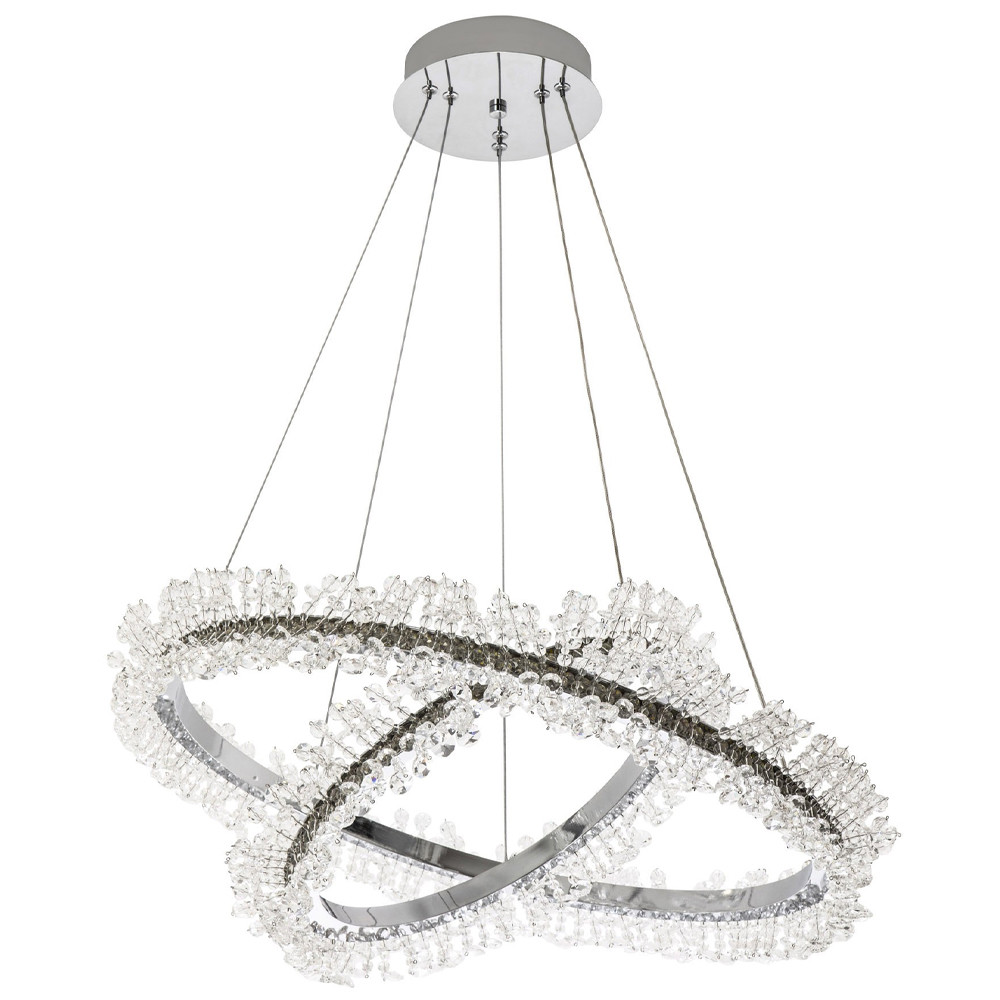 Люстра два кольца с хрустальным декором Rowan Crystal Ring Horizontal Chrome Chandelier