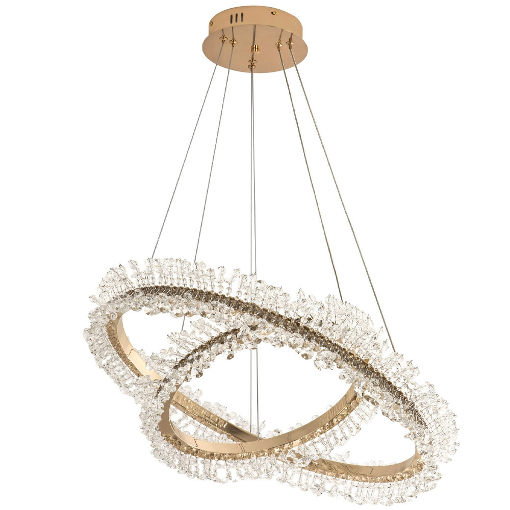 Люстра два кольца с хрустальным декором Rowan Crystal Ring Horizontal Gold Chandelier