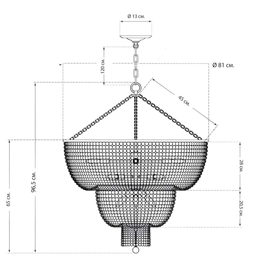 Люстра двухъярусная со стеклянными бусами Glass Bead Chandelier