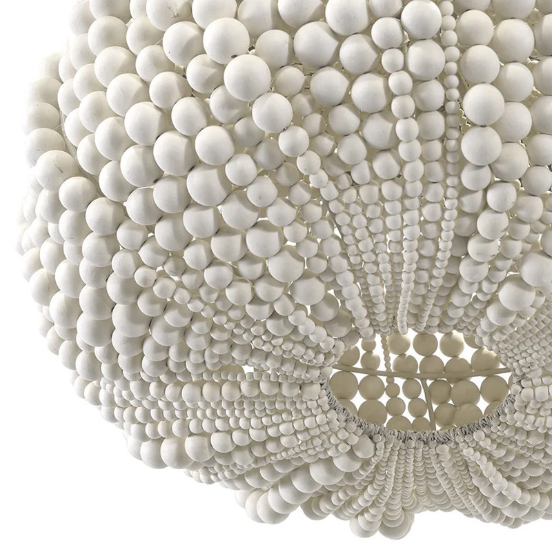 Люстра декорированная белыми деревянными бусинами White Wooden Beads Chandelier