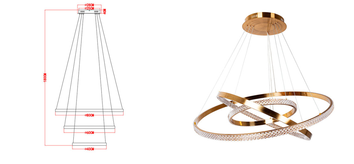 Люстра дизайнерская Gold Rings of Venus