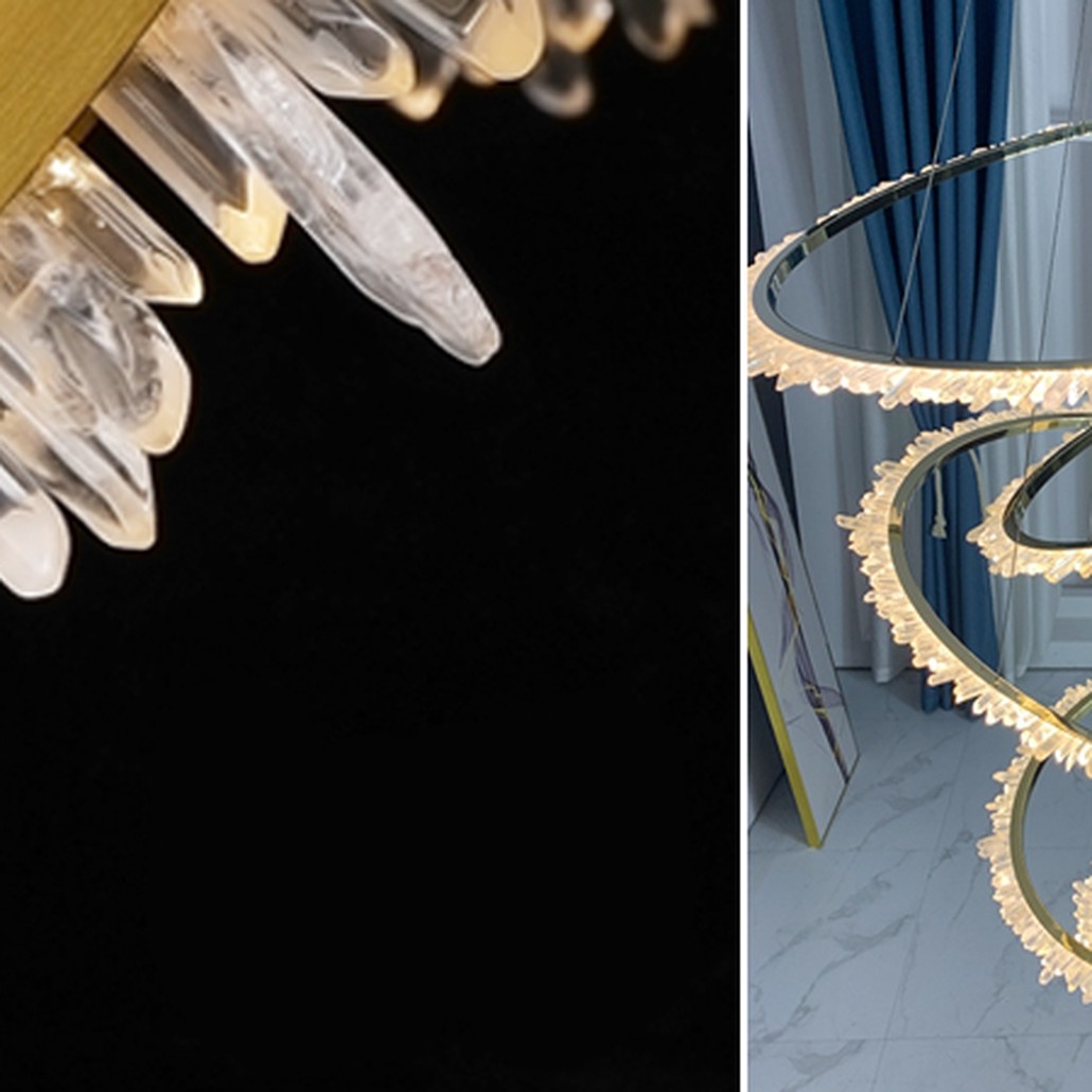 Люстра для высокого потолка Большие Кольца с кристаллами chandelier Large Rings Crystals