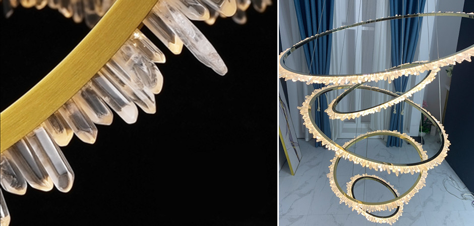 Люстра для высокого потолка Большие Кольца с кристаллами chandelier Large Rings Crystals