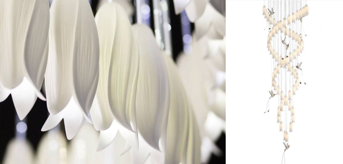 Люстра для Лестницы с птичками Колибри Sagarti Contemporary chandelier ALBA Flowers & Birds