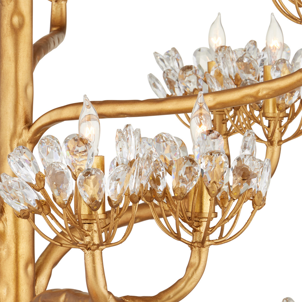 Люстра золотая в виде растения Golden Flower Glade