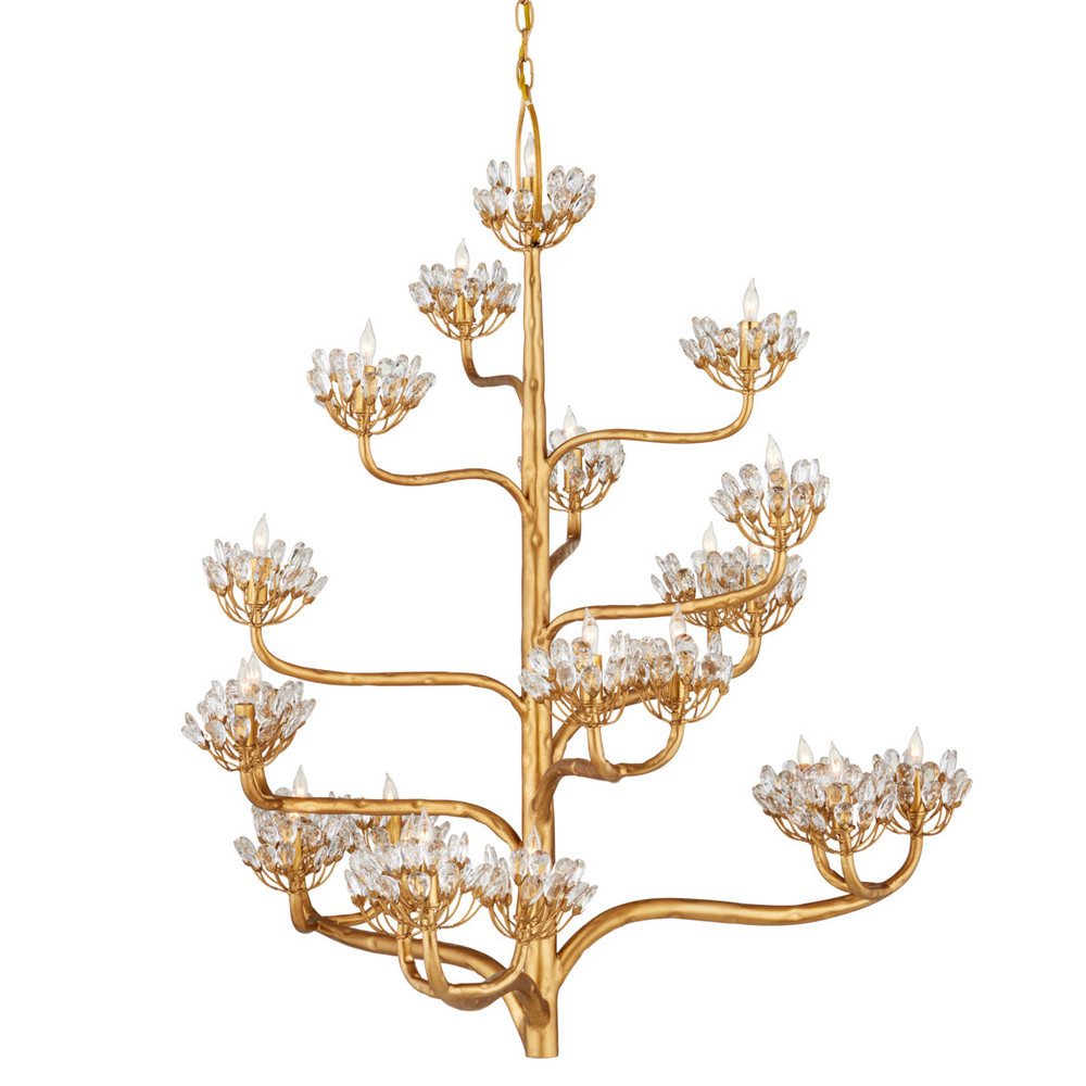 Люстра золотая в виде растения Golden Flower Glade