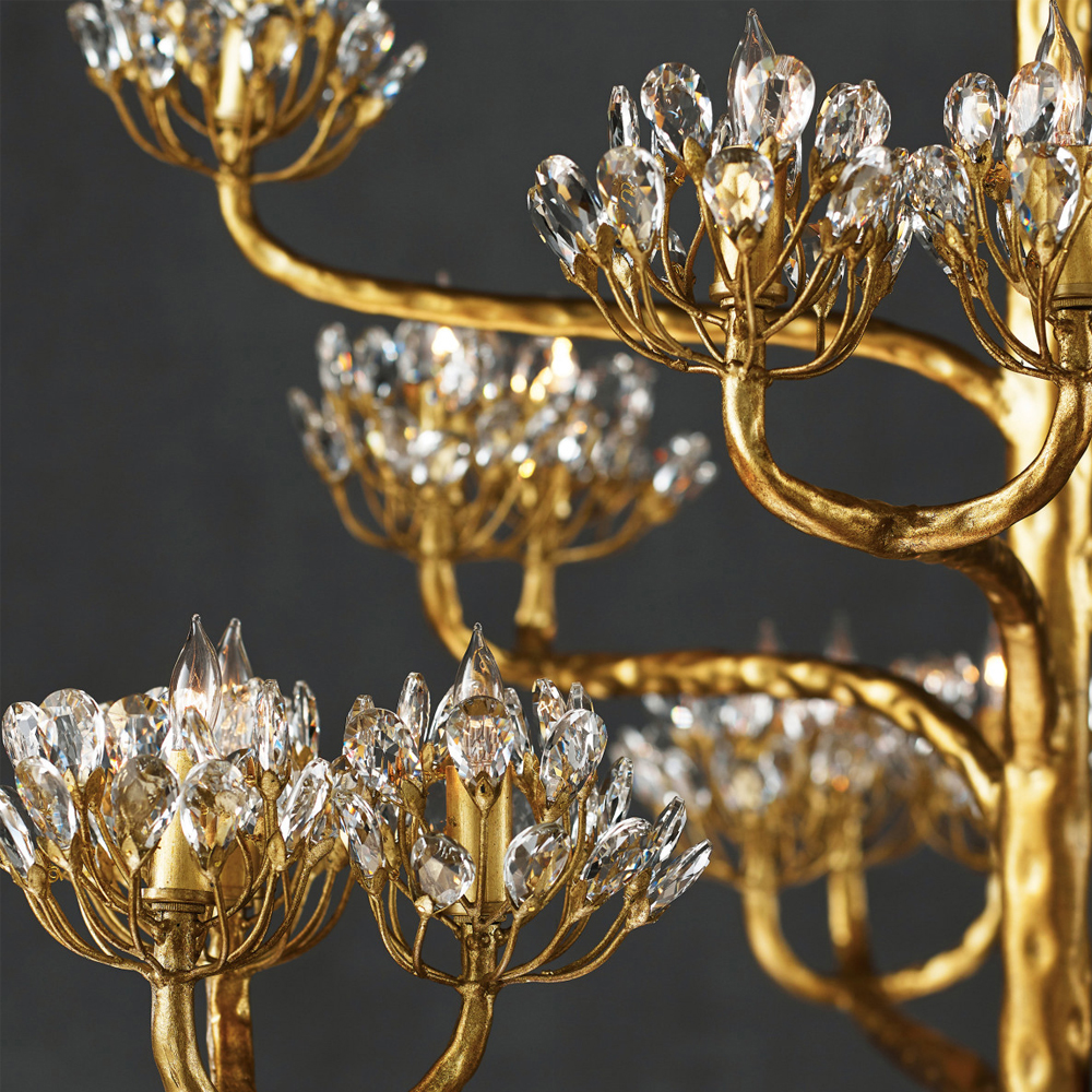 Люстра золотая в виде растения Golden Flower Glade